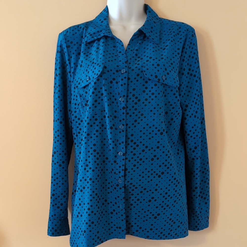 Kim Rogers Blue Polka Dot Women's Long Sleeve